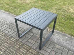 Fimous Aluminium Outdoor Garden Furniture Set Lounge Sofa Oblong Coffee Table 2 PC Big Footstool Side Table Sets with Cushions Dark Grey - thumbnail 5