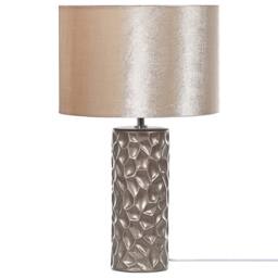 Wyld and Coco Gold Ceramic Table Lamp 50cm Velvet Geometric Shade - thumbnail 4
