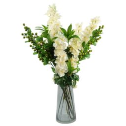 Leaf 75cm Delphinium Cream Artificial Stem in White - thumbnail 3