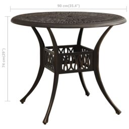 Berkfield Home Garden Table Bronze 90x90x74 cm Cast Aluminium in Brown - Size: 90 x 90 x 74 cm - thumbnail 6