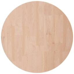 Berkfield Home Round Table Top √ò50x4 cm Untreated Solid Wood Oak in Light Tan - Size: 50x4 cm - thumbnail 3