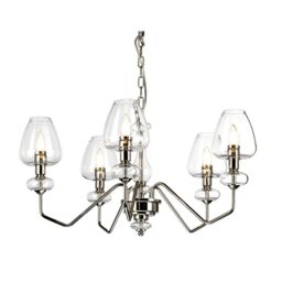 Loops 5 Bulb Chandelier Highly Polished Nickel Finish Clear Glass Shades LED E14 40W in Metallics - thumbnail 1