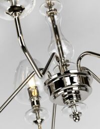 Loops 5 Bulb Chandelier Highly Polished Nickel Finish Clear Glass Shades LED E14 40W in Metallics - thumbnail 2