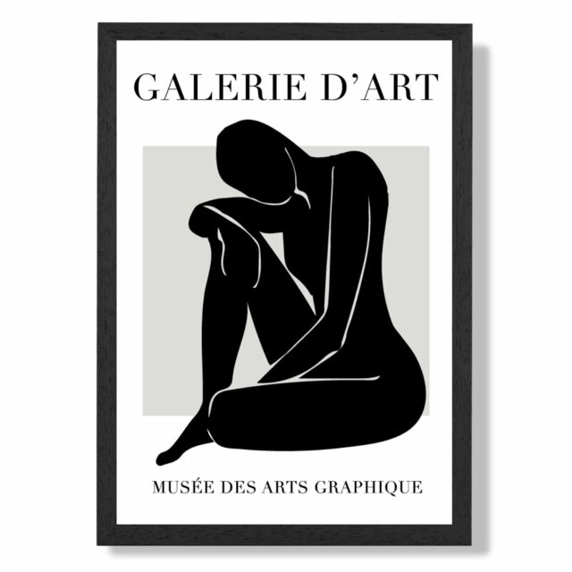 ARTZE Matisse Nude Black & Grey Framed Print SIZE: A2 with Black Frame - Size: A4 - image 1