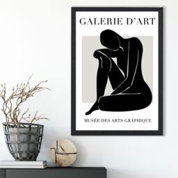 ARTZE Matisse Nude Black & Grey Framed Print SIZE: A2 with Black Frame - Size: A4 - thumbnail 2