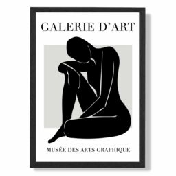 ARTZE Matisse Nude Black & Grey Framed Print SIZE: A2 with Black Frame - Size: A4 - thumbnail 1