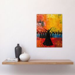 "Artery8 Colourful Choir Praise Rainbow Oil Painting Wall Art Print in Orange - Size: W18"" x H24""" - thumbnail 4