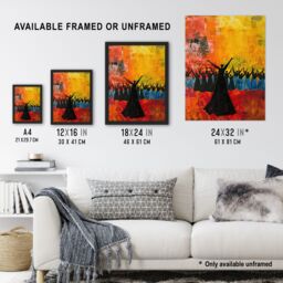 "Artery8 Colourful Choir Praise Rainbow Oil Painting Wall Art Print in Orange - Size: W18"" x H24""" - thumbnail 3