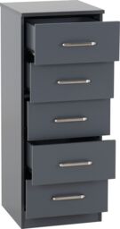 Seconique Dakotia 5 Drawer Narrow Chest in Dark Grey - thumbnail 5