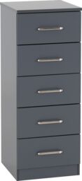 Seconique Dakotia 5 Drawer Narrow Chest in Dark Grey - thumbnail 2