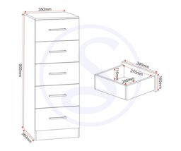 Seconique Dakotia 5 Drawer Narrow Chest in Dark Grey - thumbnail 7