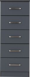 Seconique Dakotia 5 Drawer Narrow Chest in Dark Grey - thumbnail 3