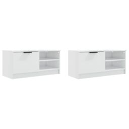 Berkfield Home TV Cabinets 2 pcs High Gloss White 80x35x36.5cm Engineered Wood - Size: 80x35x36.5 cm - thumbnail 4