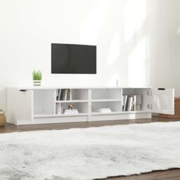 Berkfield Home TV Cabinets 2 pcs High Gloss White 80x35x36.5cm Engineered Wood - Size: 80x35x36.5 cm - thumbnail 3