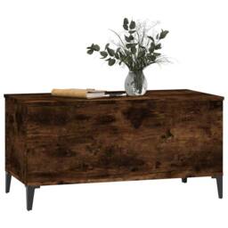 Berkfield Home Coffee Table Smoked Oak 90x44.5x45 cm Engineered Wood in Brown - thumbnail 4