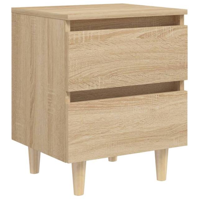 Berkfield Home Bed Cabinet with Solid Pinewood Legs Sonoma Oak 40x35x50 cm in Light Brown - Size: 40 x 35 x 50 cm - image 1