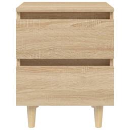 Berkfield Home Bed Cabinet with Solid Pinewood Legs Sonoma Oak 40x35x50 cm in Light Brown - Size: 40 x 35 x 50 cm - thumbnail 3
