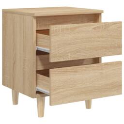 Berkfield Home Bed Cabinet with Solid Pinewood Legs Sonoma Oak 40x35x50 cm in Light Brown - Size: 40 x 35 x 50 cm - thumbnail 5