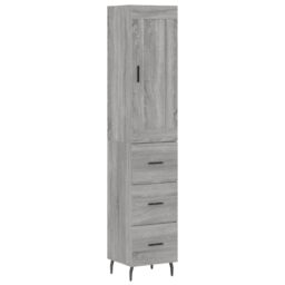 Berkfield Home Highboard Grey Sonoma 34.5x34x180 cm Engineered Wood - thumbnail 2