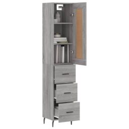 Berkfield Home Highboard Grey Sonoma 34.5x34x180 cm Engineered Wood - thumbnail 3