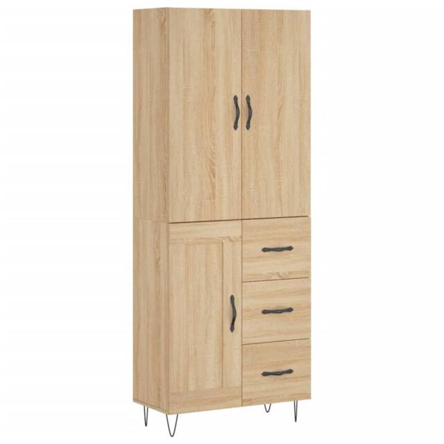 Berkfield Home Highboard Sonoma Oak 69.5x34x180 cm Engineered Wood in Light Tan - image 1