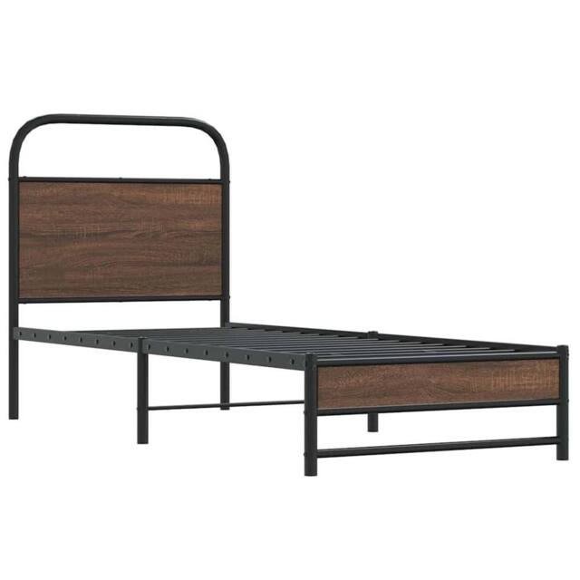 Berkfield Home Elegant Bed Frame without Mattress 75x190 cm Brown Oak Engineered Wood - image 1