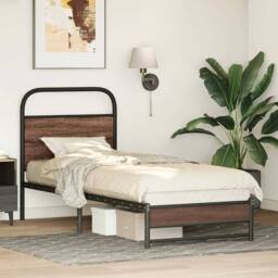 Berkfield Home Elegant Bed Frame without Mattress 75x190 cm Brown Oak Engineered Wood - thumbnail 4