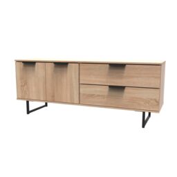 Ready Assembled 2 U Fuji 2 Drawer 2 Door Wide Sideboard (Ready Assembled) in Light Oak - thumbnail 3