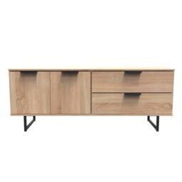 Ready Assembled 2 U Fuji 2 Drawer 2 Door Wide Sideboard (Ready Assembled) in Light Oak - thumbnail 1
