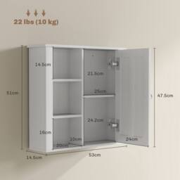 STILVORA Bathroom Wall Cabinet with Shelves & Cupboard in White - thumbnail 4