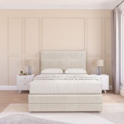 "Sloomy Monaco Bed Base 4 Drawers 12"" Footboard & 26"" Strutted Headboard in Cream - Size: King" - thumbnail 2