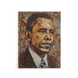 "Artery8 Barack Obama Collage Art Portrait Canvas Wall Art Print in Brown - Size: W18"" x H24""" - thumbnail 1