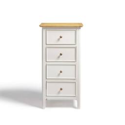 FurnitureboxUK Belle Oak Wood & Cream Tallboy Chest of Drawers - thumbnail 3