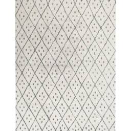 Wyld and Coco Oriental Cotton Rug Off-White Black Geometric Pattern and Tassels in White - Size: 140 cm x 200 cm - thumbnail 2