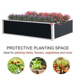 OUTSUNNY Garden Raised Bed Planter Grow Containers Flower Vegetable Pot for Outdoor in Grey - thumbnail 5