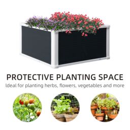 OUTSUNNY Garden Raised Bed Planter Grow Containers Flower Vegetable Pot for Outdoor in Grey - thumbnail 6