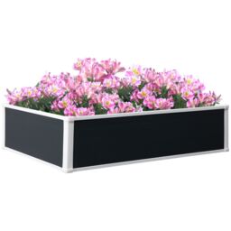 OUTSUNNY Garden Raised Bed Planter Grow Containers Flower Vegetable Pot for Outdoor in Grey - thumbnail 2