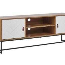 Wyld and Coco TV Stand 150cm Light Wood and White Black Metal Legs - thumbnail 2