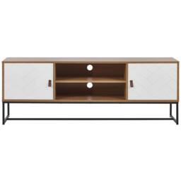 Wyld and Coco TV Stand 150cm Light Wood and White Black Metal Legs - thumbnail 4