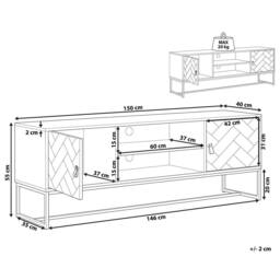 Wyld and Coco TV Stand 150cm Light Wood and White Black Metal Legs - thumbnail 3