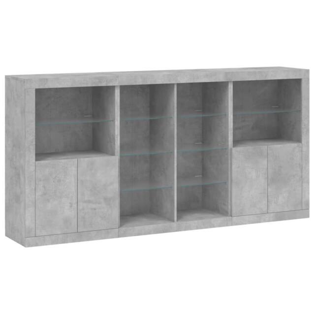 Berkfield Home Sideboard with LED Lights Concrete Grey 202x37x100 cm - Size: 202 x 37 x 100 cm - image 1