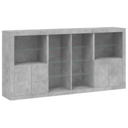 Berkfield Home Sideboard with LED Lights Concrete Grey 202x37x100 cm - Size: 202 x 37 x 100 cm - thumbnail 1
