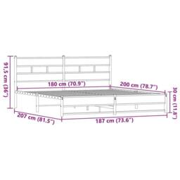 Berkfield Home Metal Bed Frame without Mattress Brown Oak 180x200 cm Super King - thumbnail 9