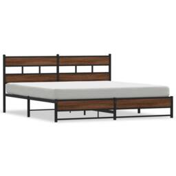 Berkfield Home Metal Bed Frame without Mattress Brown Oak 180x200 cm Super King - thumbnail 3