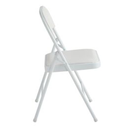 MCC Direct Set of 2 Folding Dining Chairs Metal Frame Padded Seats in White - thumbnail 3