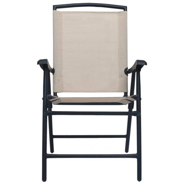 Berkfield Home Comfortable Folding Garden Chairs 2 pcs Texilene Cream in Beige - image 1