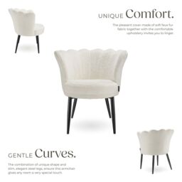 tectake Armchair Stella 1 - Faux Fur Cream/Black in Cream - Size: 1 Pack - thumbnail 3