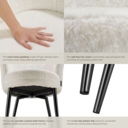 tectake Armchair Stella 1 - Faux Fur Cream/Black in Cream - Size: 1 Pack - thumbnail 5