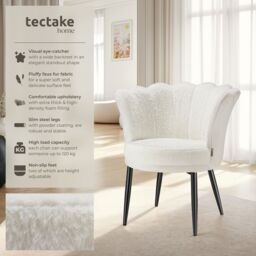 tectake Armchair Stella 1 - Faux Fur Cream/Black in Cream - Size: 1 Pack - thumbnail 2