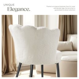 tectake Armchair Stella 1 - Faux Fur Cream/Black in Cream - Size: 1 Pack - thumbnail 4